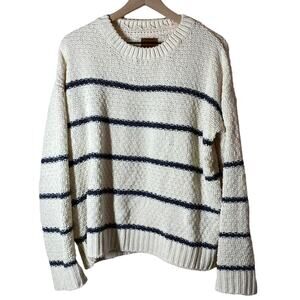 Striped Cream & Navy Crewneck Sweater